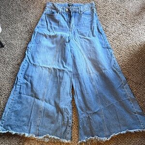 Wide-Leg Blue Denim Jeans